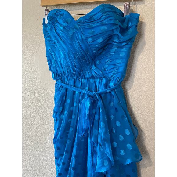 Rebecca Taylor Y2K Sweetheart Polka Dot Strapless Cocktail Blue Mini Dress 6 - Picture 10 of 14